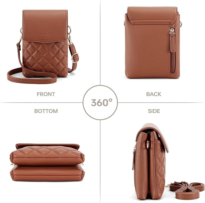 RFID Small Crossbody Purses for Women Quilted Cell Phone Purse with RFID Blocking Credit Card Slots