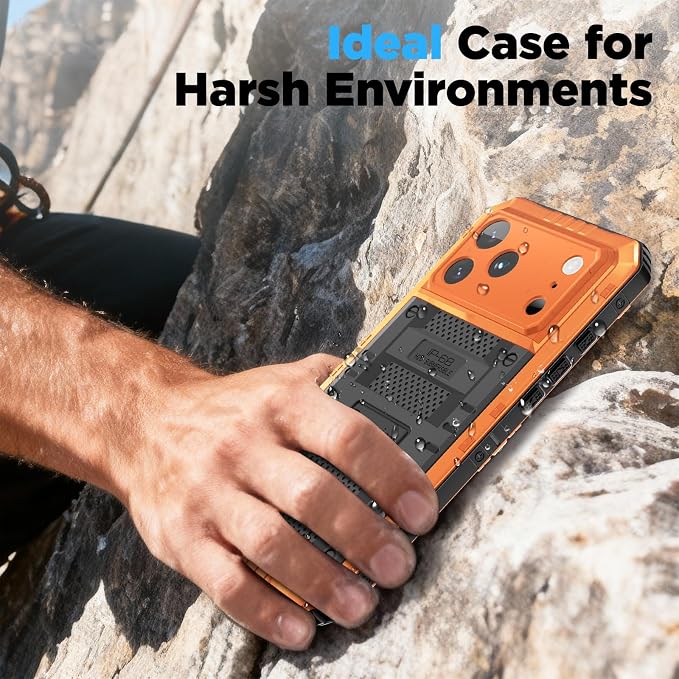 Beasyjoy for iPhone 17 Pro Max Case Waterproof, Heavy Duty Metal Case with Built-in Screen Protector, Full Body Rugged Military Grade Shockproof Dustproof Cover for Construction Outdoor 6.9", Orange
