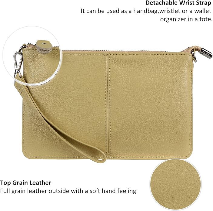 befen Genuine Leather Wristlet Clutch Wallet Purses Small Crossbody Bags for Women with RFID Blocking Card Slots