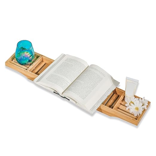 Bamboo Large 28.7" Long Slatted Bathtub Tray - By Trademark Innovations (Pack of 2)