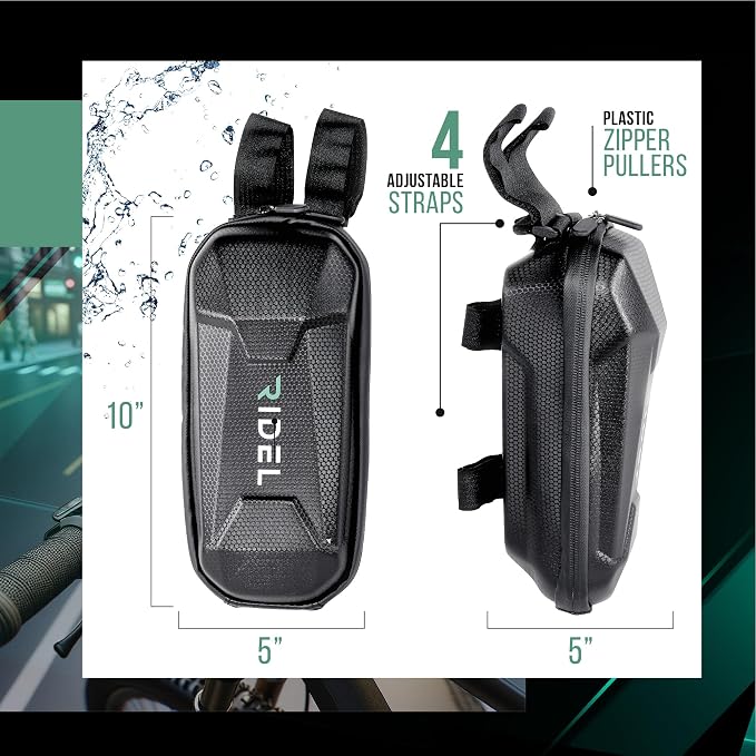 Ridel Bike Bag for Front Frame with Double Zippers - Water Resistant Handlebar Bag with 4 Adjustable Straps - Bike Bags for Bicycles Headtube Ideal for Storing Essentials Like Phone, Keys & Snacks