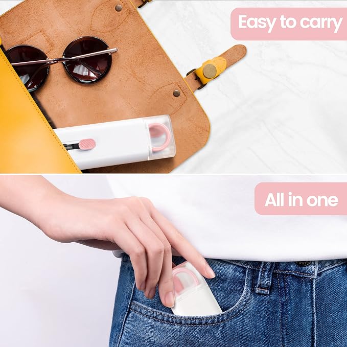 MacBook iPad iPhone Pro Screen Cleaner and Keyboard Tool - AirPod Cleaner - Computer Cleaning Kit (Pink)