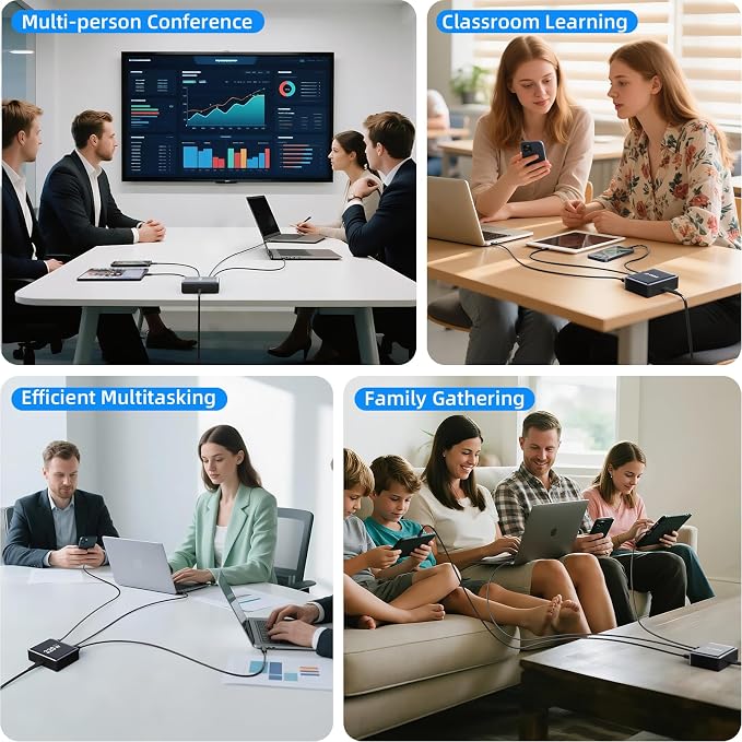 320W Fast Charging 8 Port USB C Charger Block, Multi-Device USB Charging Station Wall Desktop Charger with GaN Ⅲ Technology, USB-C Charger Adapter for MacBook/iPad/iPhone 16/Samsung Galaxy/DELL/HP