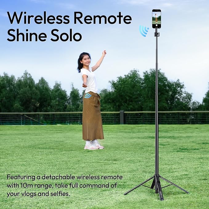 ULANZI Magnetic Phone Tripod-71'' Auto Open Selfie Stick Features Lift to Fold, Extendable Selfie Stick w Remote Cell Phone Tripod Stand for Live Recording Vlog for iPhone 17 16 15 14 Series Black