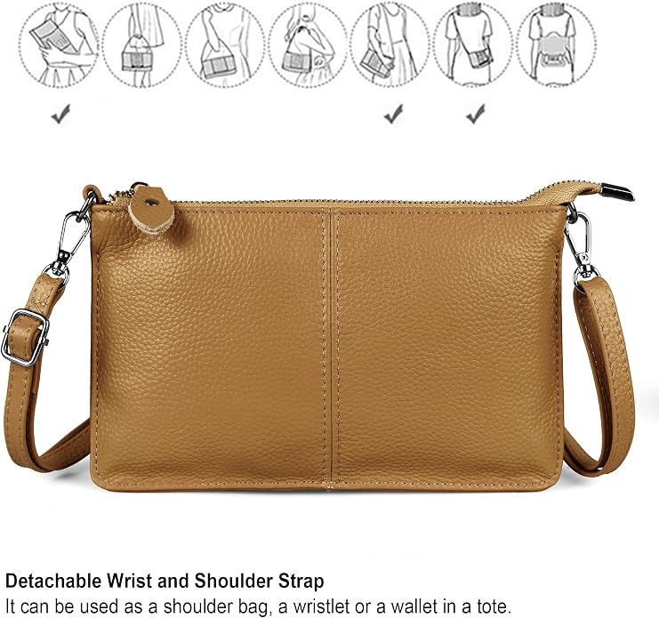 befen Genuine Leather Wristlet Clutch Wallet Purses Small Crossbody Bags for Women with RFID Blocking Card Slots