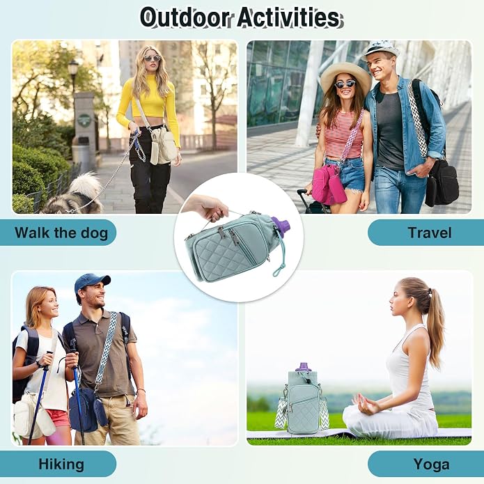 AGLOD Water Bottle Carrier Bag with Strap, Water Bottle Holder Crossbody Bags for Women Men for Walking, Hiking,Cycling