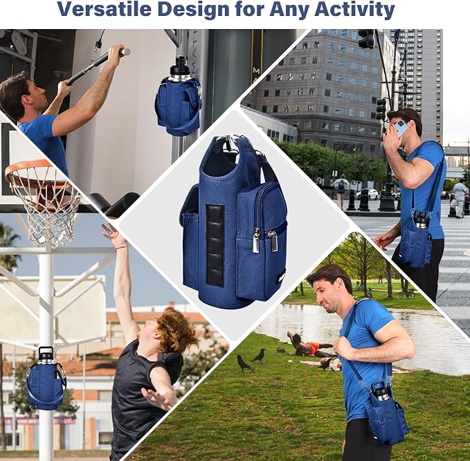 icolor Magnetic Gym Bag Water Bottle Carrier Holder with Phone Pockets & Shoulder Strap,Gym Magnetic Bag 5 Built-in Magnets Gym Accessories Organizer Sling Bottle Bag Pouch Sleeve