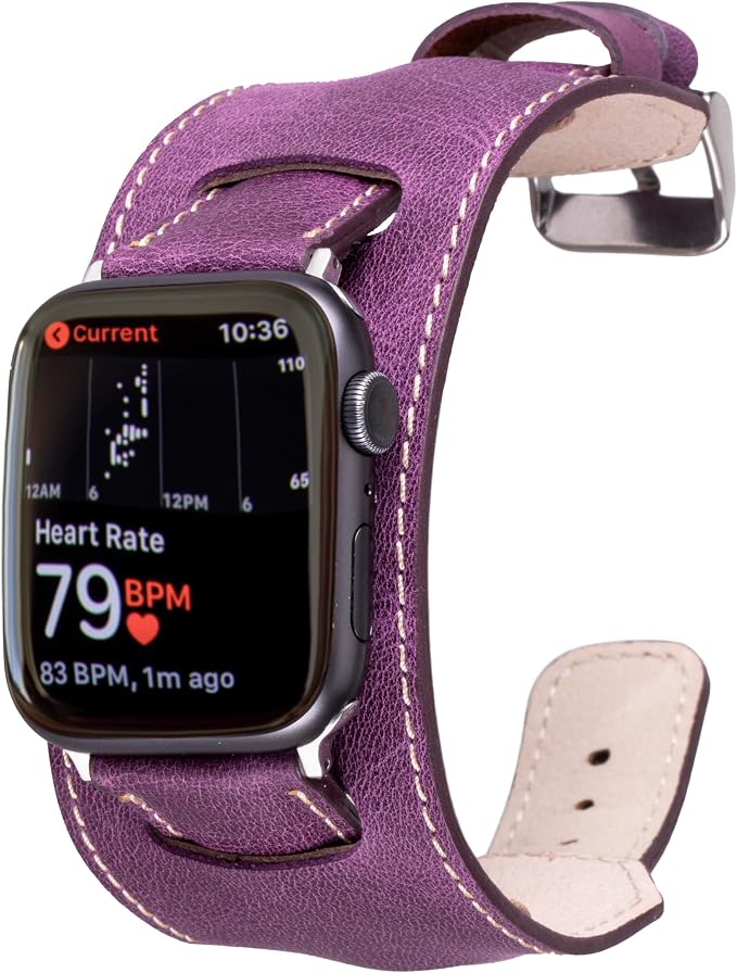 HARDISTON Cuff Watch Band Compatible with Apple 41mm for Men & Women, Handmade Genuine Leather, Compatible with iWatch Series 11 10 9 8 7 6 5 4 3 2 1 SE Ultra, Wrist Bracelet Band, Small/Band-Purple