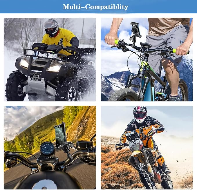 Bike Phone Mount,Motorcycle Phone Mounts, Aluminum Alloy Mounting Base Handlebar Cellphone Holder for Bicycle Motorcycle ATV Mirror Pole Fits 4''-7'' Smartphones (Bike Phone Mount)