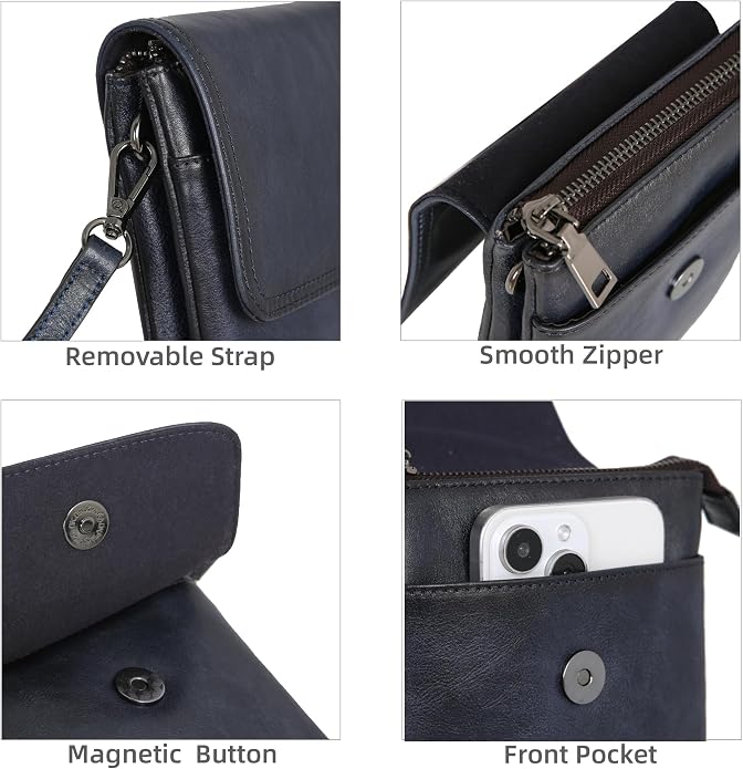 Iswee Leather Crossbody Bags for Women RFID Blocking Cell Phone Purse Small Anti-Theft Zippered with Card slots