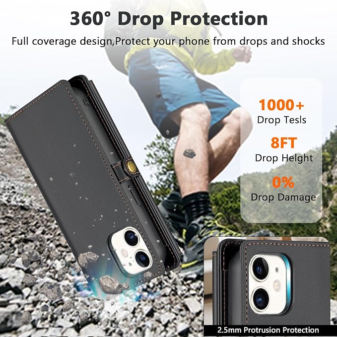 Wallet Case for iPhone 11 with Card Holder/Crossbody Wallet/Strap| RFID Blocking | Magnetic | Kickstand | Detachable | PU Leather Phone Case for iPhone 11,6.1 in,Black