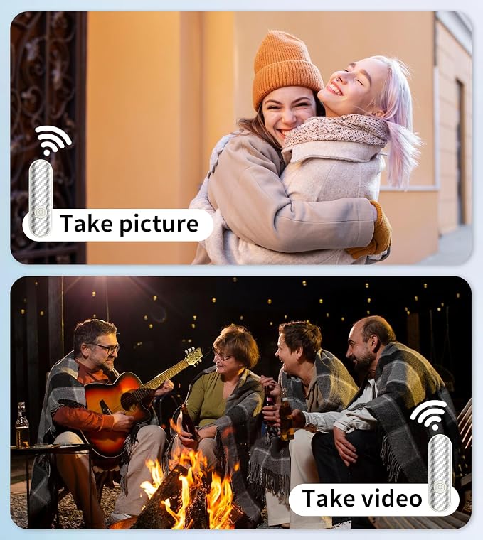 Phone Selfie Stick Tripod Rechargeable Remote, Portable Wireless Remotes Shutter Compatible with Smartphones for CX609 Tripod Beige Gray