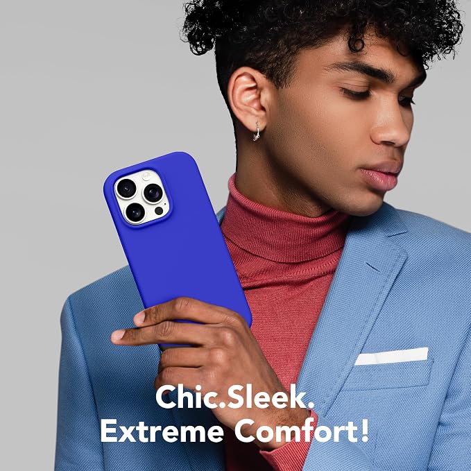 GONEZ for iPhone 15 Pro Max Case Silicone, Compatible with Magsafe, Camera Protector + Screen Protector, Soft Anti-Scratch Microfiber Lining, Liquid Silicone Shockproof Phone Cover, Cobalt Blue