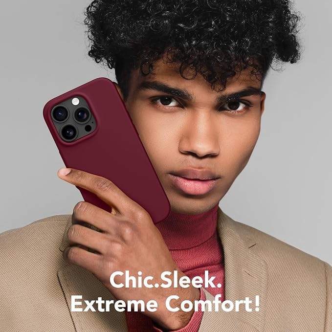GONEZ Magnetic for iPhone 16 Pro Max Case, Compatible with MagSafe, Liquid Silicone Case, with Screen Protector + Camera Protector, Full Body Protective Shockproof Phone Cover 6.9", Maroon