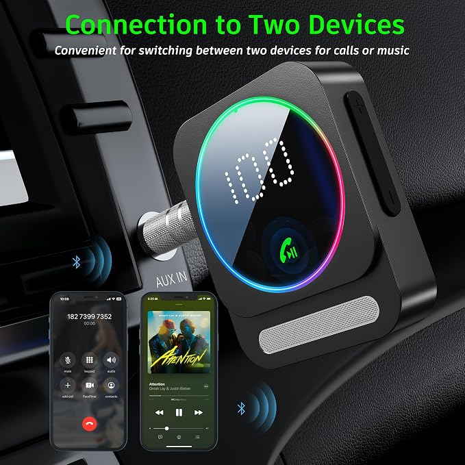 SONRU Bluetooth 5.3 Receiver for Car, Wireless Audio Adapter for Car/Home Stereo/Wired Headphones/Speaker, Bluetooth Aux Adapter, Dual AUX Outputs, RCA AUX 3.5mm Music Receiver