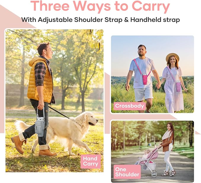 linmaya Water Bottle Carrier Bag for Stanley Cup 40/30oz with Phone Holder Pockets,Neoprene Water Bottle Cross-body Bag with Adjustable Shoulder & Hand Strap Stanley Cup Accessories
