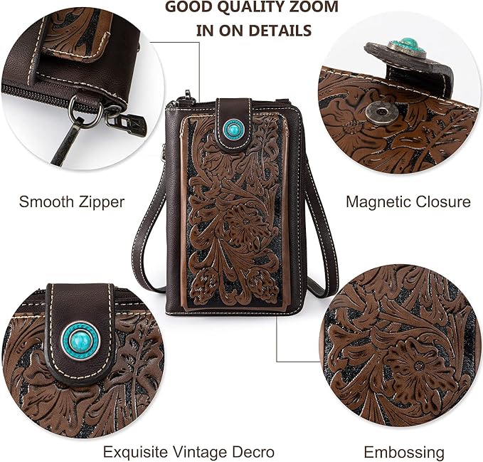 Montana West Small Crossbody Bags for Women Western Handbag with Cash Slots