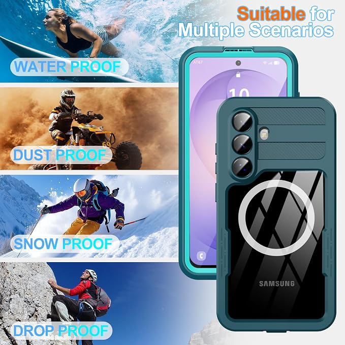 GOLDJU for Samsung Galaxy S26 Plus Case Waterproof, S26 Plus Case with Built-in Screen & Lens Protector, Shockproof Full Body Protection Phone Case, Compatible with MagSafe/Wireless Charging, Blue
