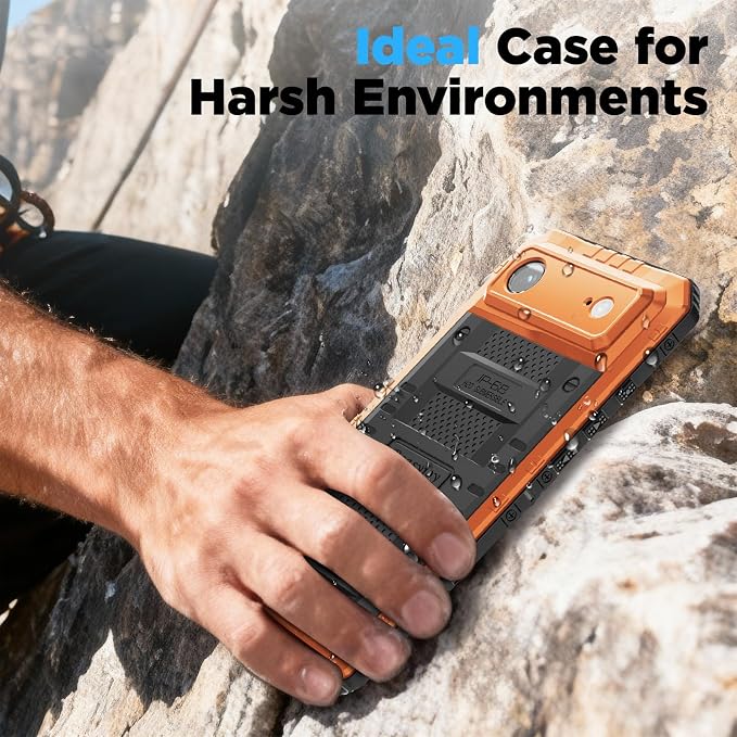 Beasyjoy for iPhone Air Case Waterproof, Heavy Duty Metal Full Body Protection, Built-in Screen Protector, Military Grade Shockproof Rugged Hard Phone Cover for iPhone 17 Air 6.5", Orange