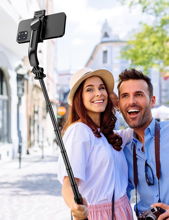 41'' Selfie Stick Tripod, Extendable Portable 4 in 1 Aluminum Phone Tripod with Wireless Remote 360° Rotation Travel Smartphone Tripods Stand Compatible with iPhone 17/16/15/14/Android (Black)