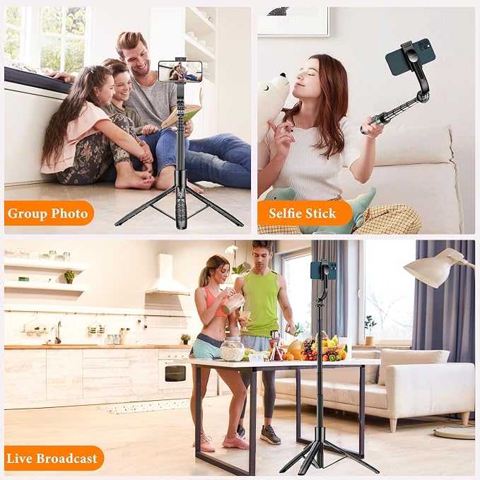 62" Aluminum Alloy Selfie Stick Phone Tripod with Wireless Remote Compatible with iPhone 17 16 15 14 13 pro Xs Max Xr X, Android/Samsung Smartphone Expandable for Travel Selfies Video Recording Vlog
