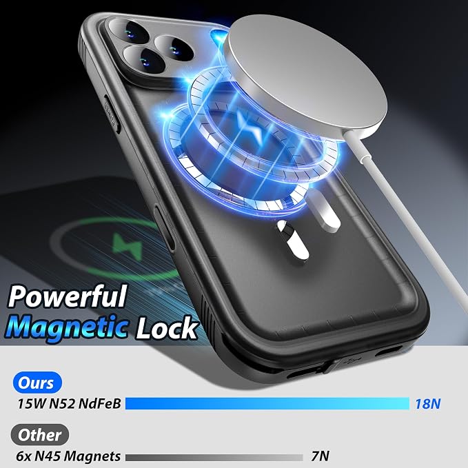 SPORTLINK for iPhone 17 Pro Case - IP68 Waterproof Military Protective Full Body Heavy Duty Shockproof 360 Sealed Dustproof with Camera Screen Protector Phone Cover for iPhone 17 Pro 6.3" M/Black