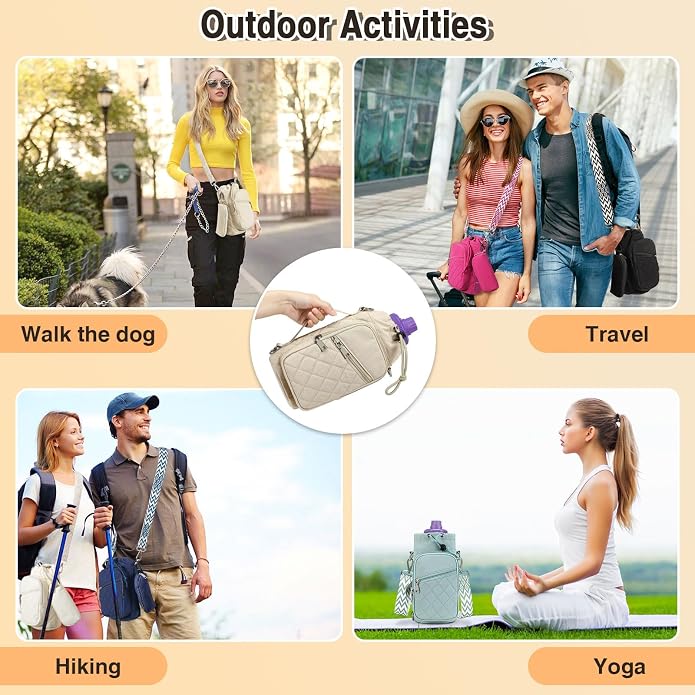 AGLOD Water Bottle Carrier Bag with Strap, Water Bottle Holder Crossbody Bags for Women Men for Walking, Hiking,Cycling