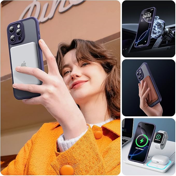 TOCOL for iPhone 16 Pro Max Phone Case Compatible with Magsafe Full Camera Protection Drop Protection Magnetic Translucent Matte Back Bumper Phone Case for 16 Pro Max 6.9-Inch (Midnight Purple)