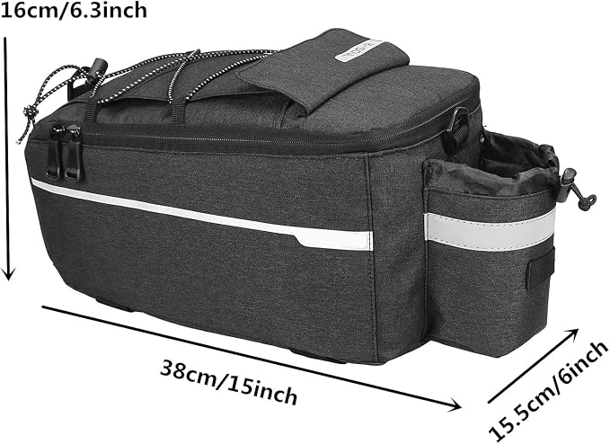 ZIMFANQI Bike Rear Rack Bag 10L Insulated Bike Trunk Cooler Bag Reflective Bicycle Rear Seat Cargo Bag Water Resistant Bike Panniers Bag Cycling Luggage Bag Shoulder Bag with Silicone Phone Holder