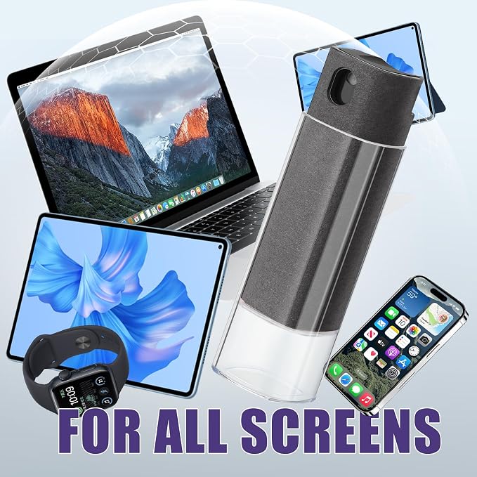 50 Pack Screen Cleaner 3-in-1 Screen Cleaner Spray and Wipe Built-in Cleaning Solution Touchscreen Mist Cleaner for All Car Screen Phone Laptop iPad TV Monitor,Gray