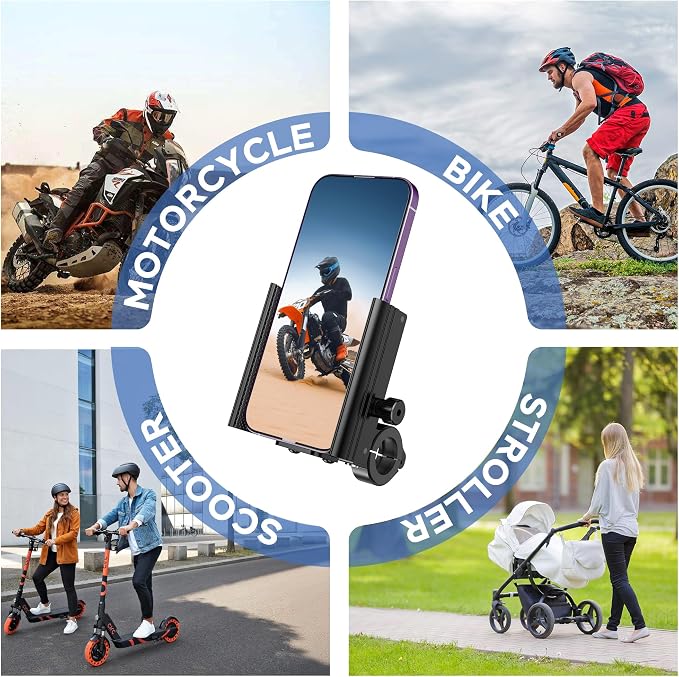 Bike Phone Mount for Airtag, Hidden Bicycle Phone Mount Compatible with Apple Airtags, Anti-Theft Air tag GPS Tracker Motorcycle Handlebar Cell Phone Clamp, Scooter Phone Clip with Bluetooth Tracker