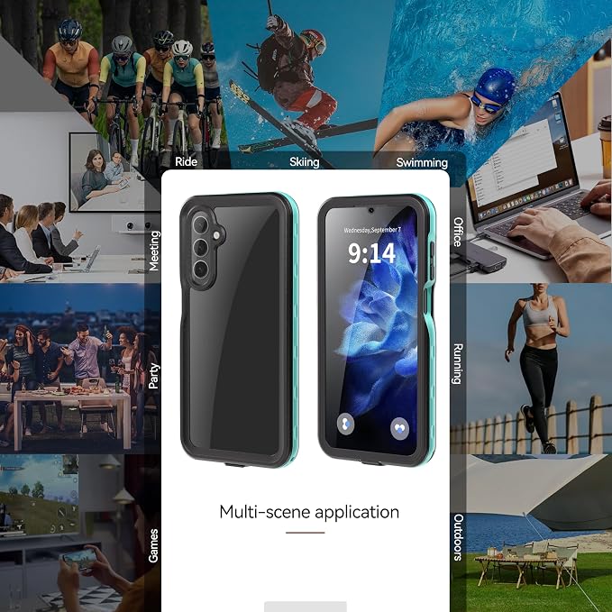 Omio for Galaxy A16 5G Waterproof Case, Full Body IP68 Underwater Clear Protective Case Built-in Screen Protector Heavy Duty Shockproof Case for Men Women, Teal