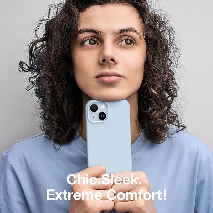 GONEZ Magnetic for iPhone 14 Case, Compatible with Magsafe, with Screen Protector + Camera Protector, Anti-Scratch Microfiber Lining, Liquid Silicone Shockproof Protective Phone Case, Blue