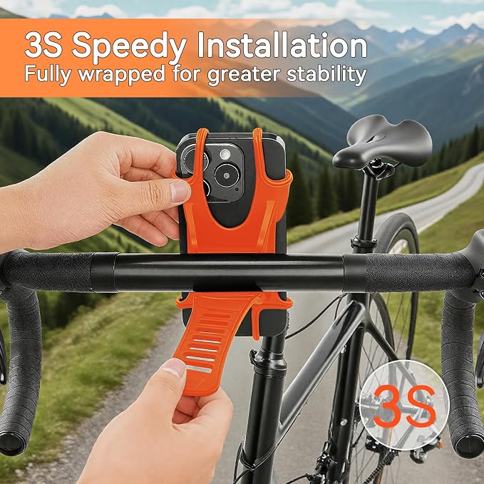 Bike Phone Holder & Motorcycle Phone Mount - Adjustable Handlebar Cell Phone Clasm for Bicycle, Scooter, E-Bike, Universal 4.7"-6.8" Smartphones for iPhone 17/16/15 Pro Max, Galaxy S24, Shockproof
