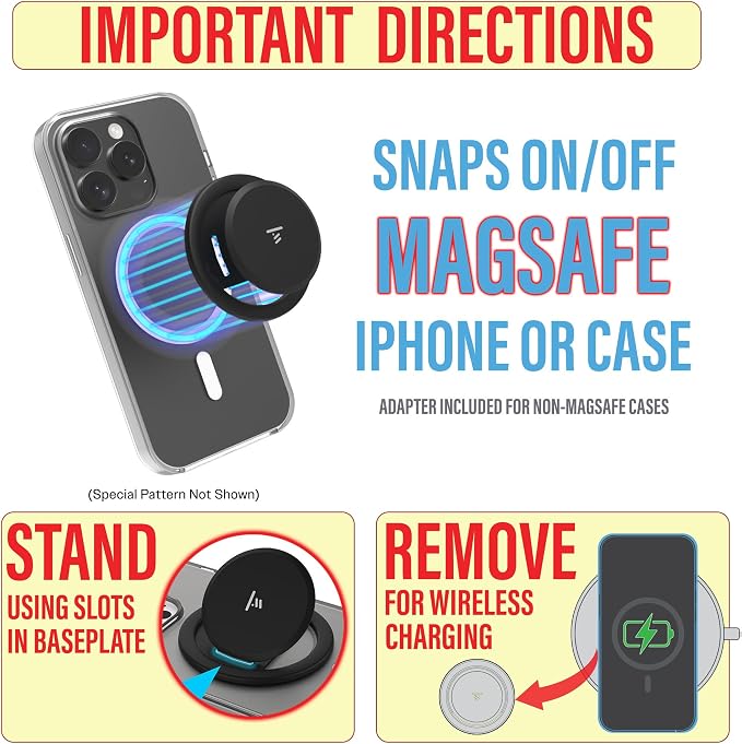 Tango Ultra Thin Grip for MagSafe: One Hand Pop, Stand, 10x Expandable, Space Grade Steel, Removable for Wireless Charging. Half The Thickness, Twice The Pop - Limited Edition: USA Flag