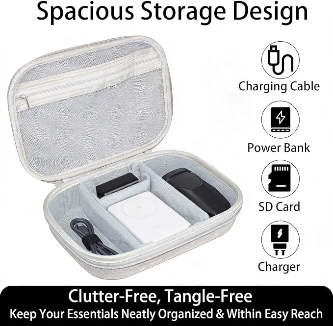 EVA Hardshell Charger Case, Tech Organizer Travel Case, Adjustable Dividers | Hard Case Electronics Organizer for Cables, Power Bank, Mouse, SD Card, Travel Accessories, Shockproof EVA Shell