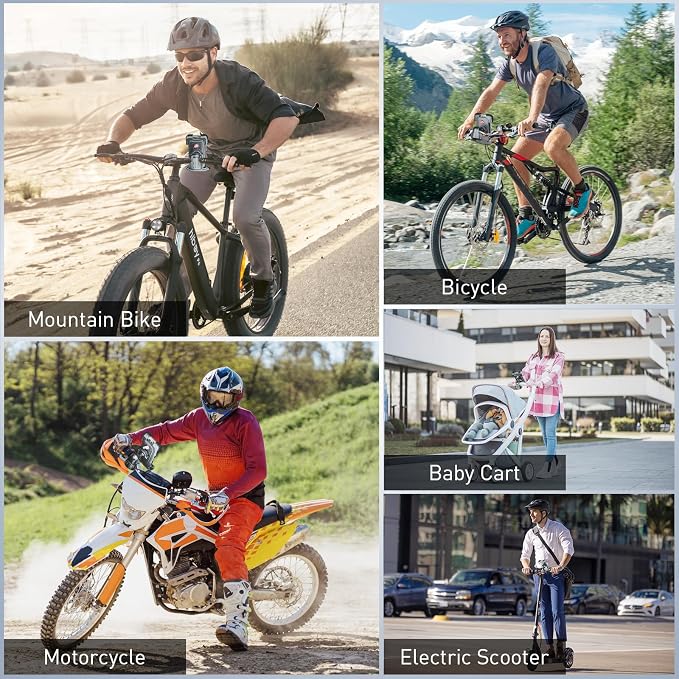 Hiboy Bike Phone Holder, 360° Rotation Adjustable Motorcycle Phone Mount,Bicycle Scooter Handlebar Phone Clip for 5.1" - 6.8" Smartphones