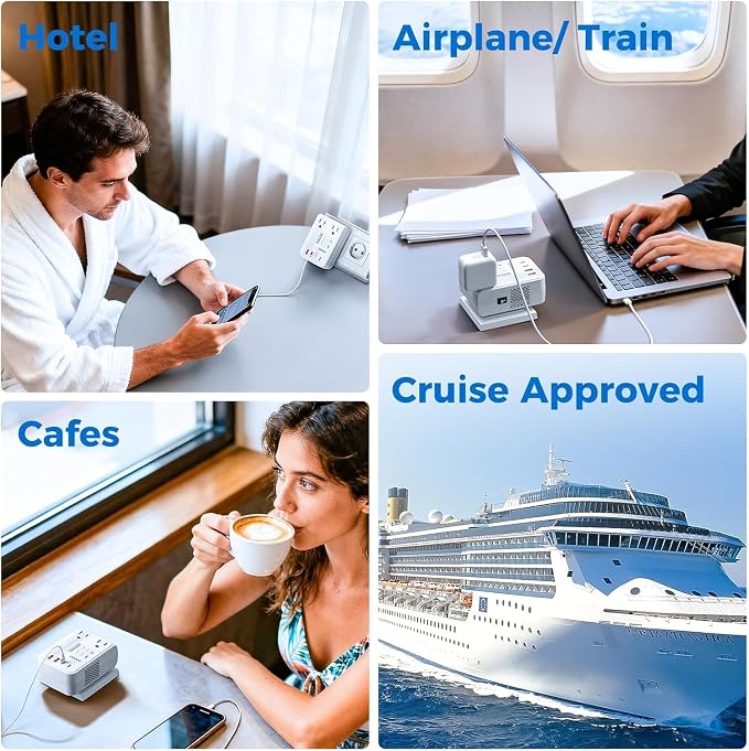 Upgraded 2000W Voltage Converter US to Europe for Hair Dryer - 220V to 110V Converter for European Travel, Power Converter Adapter Combo with 2 PD/QC & UK/AU/US/IT/European Travel Plug Adapters