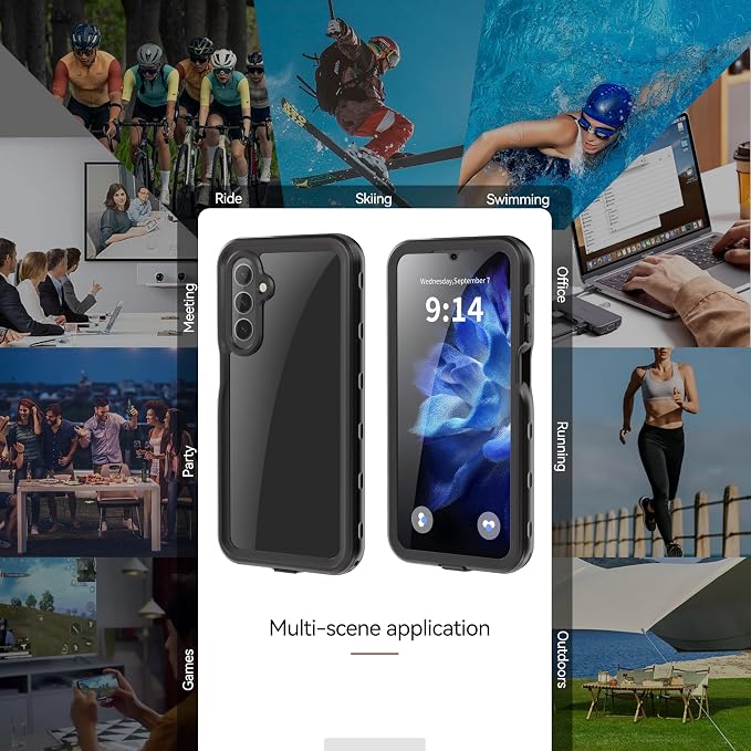 Omio for Galaxy A16 5G Waterproof Case, Full Body IP68 Underwater Clear Protective Case Built-in Screen Protector Heavy Duty Shockproof Case for Men Women, Black