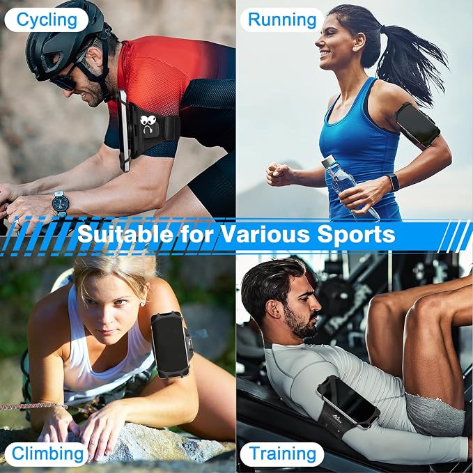 MoKo Running Armband 360°Rotatable for iPhone 16 15 14 13 Pro Max Plus Samsung Galaxy Note S24 S23 Fits Smartphones Over 5.8'', Detachable Armband Phone Holder for Running Biking with Key Holder