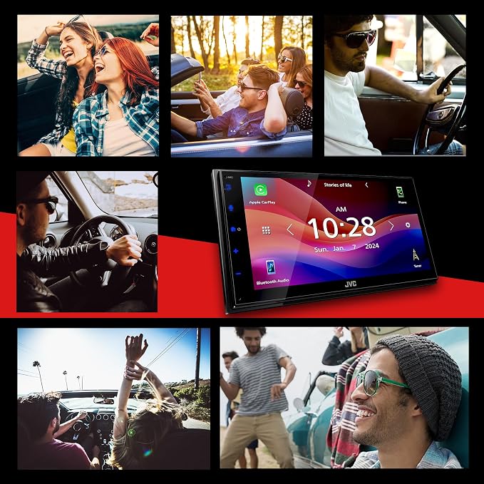 JVC KW-M595BT Digital Car Stereo (50W x 6-Ch), Apple CarPlay & Android Auto Compatible, Bluetooth-Enabled Head Unit with 6.8" LCD Display, Single DIN Touchscreen Car Stereo with USB Mirroring