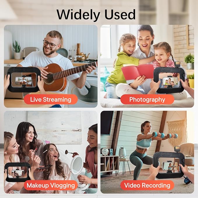Smartphone Video Rig with Light, Handheld LED Ring Light Selfie Light Phone Video Stabilizer, Built-in Battery for Camera, Smartphone, Action Camera, YouTube, TikTok, Vlogging, Makeup