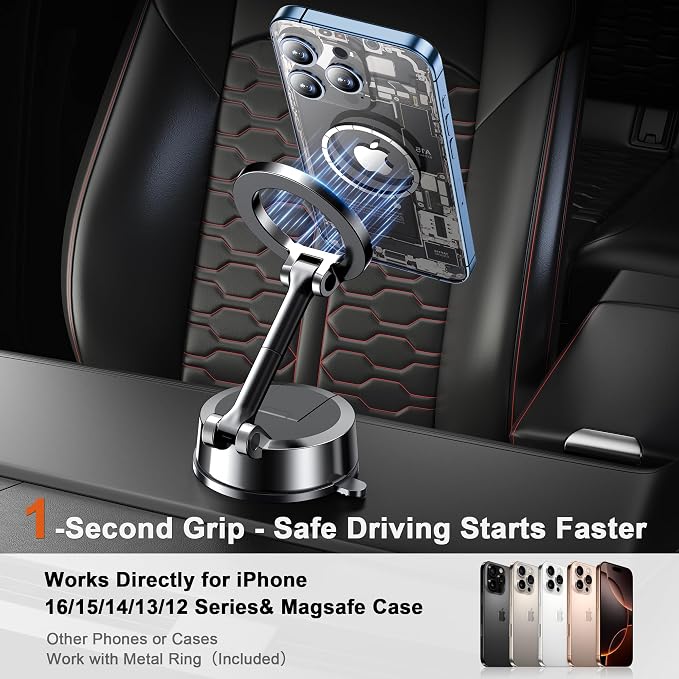 Qifutan for MagSafe Dash Mounted Holders Phone Holders for Your Car Phone Mount for Car Windshield Dashboard Universal Desk Mounts Hands Free Automobile Cell Phone Holder Fit for iPhone Smartphone