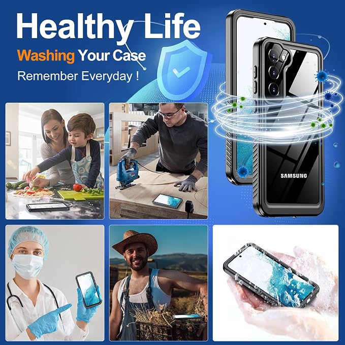 Hualele for Samsung Galaxy S23 Plus Case Waterproof, Built in Lens & Screen Protector Rugged Full Body Protective Military Grade Drop Protection IP68 Underwater Cover Case for Galaxy S23 Plus Black
