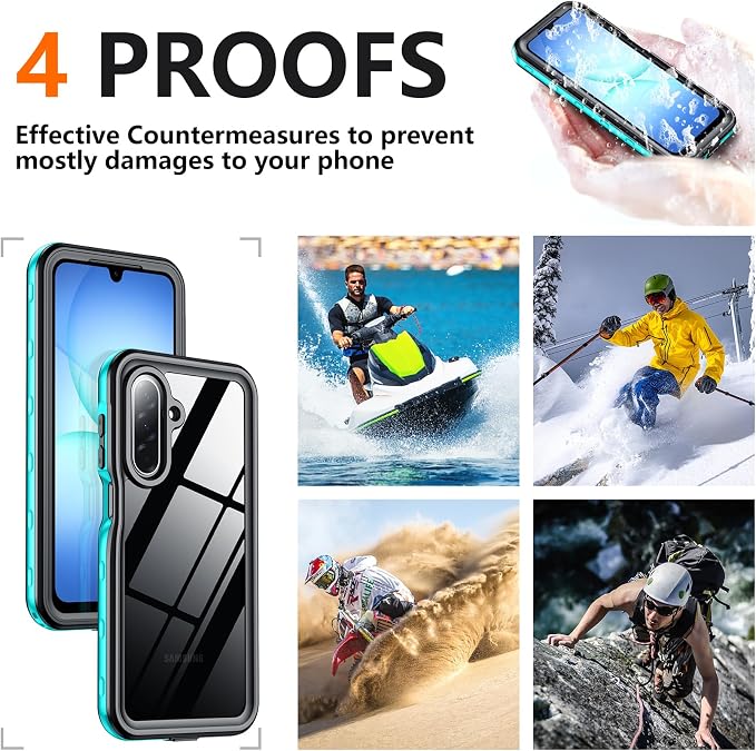 SPIDERCASE for Samsung Galaxy A17 Waterproof Case, IP68 Waterproof Case, Military-Grade Drop Protection, Full-Body Shockproof Dustproof Cover,Teal
