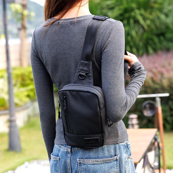 KIWIFOTOS Travel Phone Pouch for Crossbody Sling Bag for iPhone 17 16 15 14 Pro Max iPad mini 6 5 4 Nintendo Switch 2 Water Resistant Smartphone Zipper Chest Bag Adjustable Strap