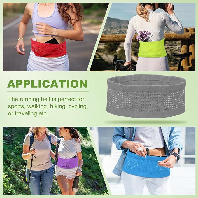Slim Running Belt, Running Fanny Pack Phone Holder for Women Men Waist Bag Moisture Wicking Storage Belts Bag- Fitting for (Storage Phone-Travel- Sports- Hiking) Gray & M