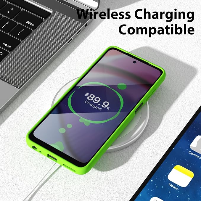 oakxco for Motorola Moto G Power 5G 2023 Phone Case Liquid Silicone, Neon Bright Solid Color, Thin Slim Soft Rubber Gel Matte TPU Plain Simple Cover for Women, Lime Neon Green