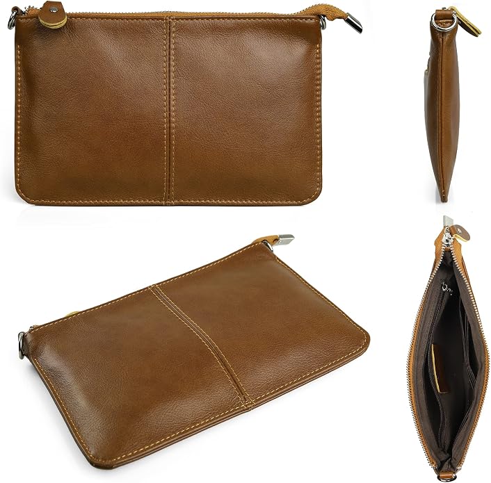 befen Genuine Leather Wristlet Clutch Wallet Purses Small Crossbody Bags for Women with RFID Blocking Card Slots