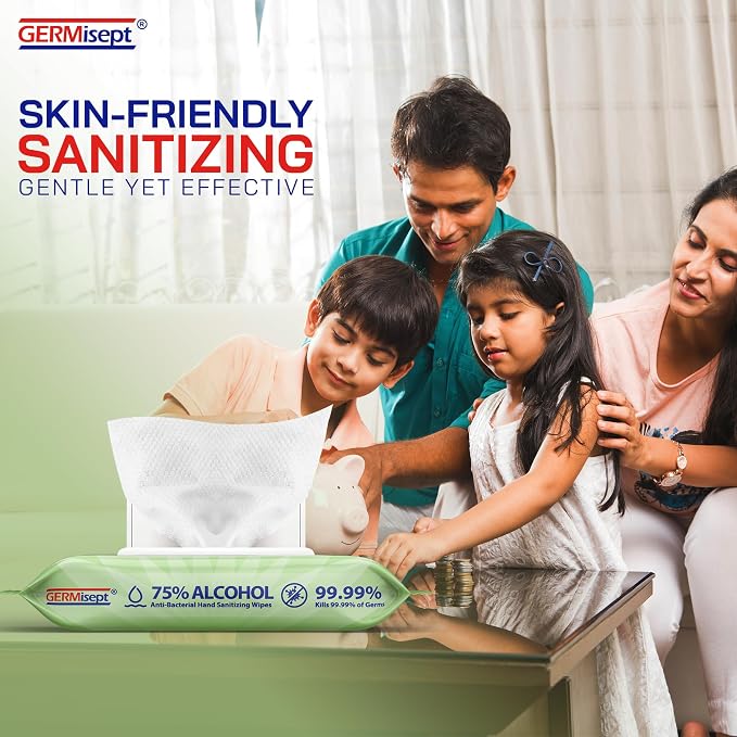 Advanced 75% Alcohol Antiseptic Hand Sanitizer Multipurpose Wipes (50 Count x 1 Pack = 50 Wipes)